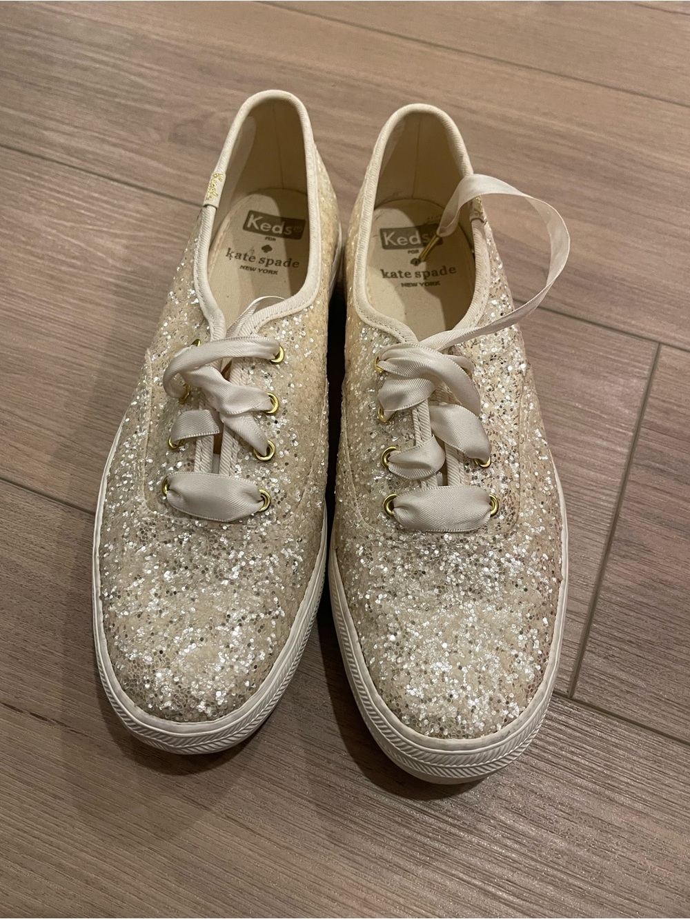Keds x Kate Spade Women's Glitter Lace-Up Sneakers in Champagne